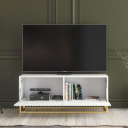 Creative Furniture Ripple Tv Unit 100Cm - White With Fluted Doors - thumbnail 2