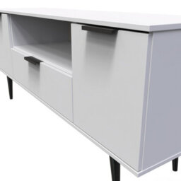 Fuji 2 Door 1 Drawer Wide Tv Unit In Grey Matt (Ready Assembled) - thumbnail 4