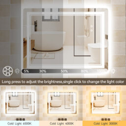 Onemill Led Bathroom Mirror With Anti-Fog,tri-Color Dimmable Lights, Memory Function,horizontal/vertical(60X80) - thumbnail 2