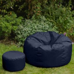 Icon Kingston Adult Classic Indoor Outdoor Bean Bag & Square Footstool Pouffe Navy - thumbnail 4
