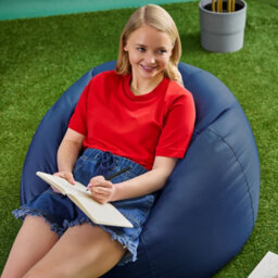 Icon Kingston Adult Classic Indoor Outdoor Bean Bag & Square Footstool Pouffe Navy - thumbnail 6