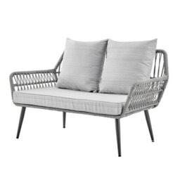 Home Detail L Shape Garden Set In Grey With Wicker Rope Style With Coffee Table Grey Cushions - thumbnail 4