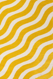 The Rugs Joli Yellow And White Wavy Rug Soft Dense Pile Easy To Clean And Pet Friendly For Living Rooms And Bedrooms - thumbnail 2