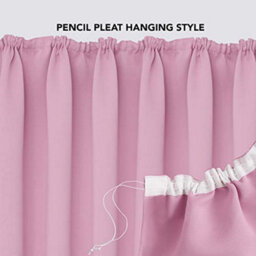 "Deconovo Thermal Insulated Curtains Pencil Pleat Blackout Curtains Pink Curtains For Girls Bedroom W55""x L79"" Pink One Pair" - thumbnail 4