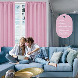 "Deconovo Thermal Insulated Curtains Pencil Pleat Blackout Curtains Pink Curtains For Girls Bedroom W55""x L79"" Pink One Pair" - thumbnail 6