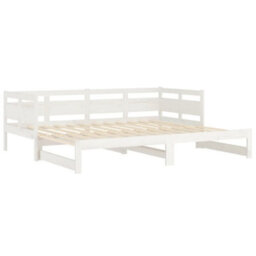 Berkfield Pull-Out Day Bed White Solid Wood Pine 2X(80X200) Cm - thumbnail 9