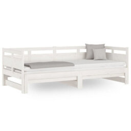 Berkfield Pull-Out Day Bed White Solid Wood Pine 2X(80X200) Cm - thumbnail 2