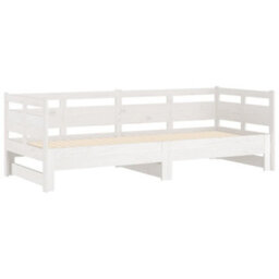 Berkfield Pull-Out Day Bed White Solid Wood Pine 2X(80X200) Cm - thumbnail 6