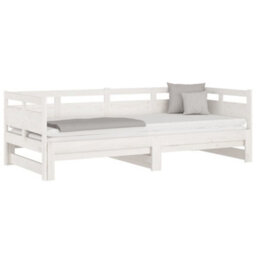 Berkfield Pull-Out Day Bed White Solid Wood Pine 2X(80X200) Cm - thumbnail 3