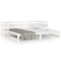 Berkfield Pull-Out Day Bed White Solid Wood Pine 2X(80X200) Cm - thumbnail 5