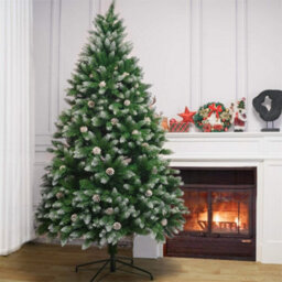 Abrihome 5Ft Artificial Christmas Tree,snowflake Spray White Belt Pine Cone Tree - thumbnail 1