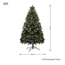 Abrihome 5Ft Artificial Christmas Tree,snowflake Spray White Belt Pine Cone Tree - thumbnail 2