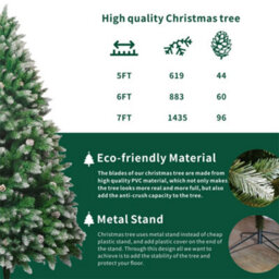 Abrihome 5Ft Artificial Christmas Tree,snowflake Spray White Belt Pine Cone Tree - thumbnail 4