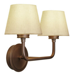 Industville Albany Double Wall Light - Natural Cotton Shades, Small Cotton Empire, Bronze Wall Holder - thumbnail 3