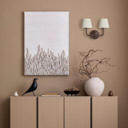Industville Albany Double Wall Light - Natural Cotton Shades, Small Cotton Empire, Bronze Wall Holder - thumbnail 2