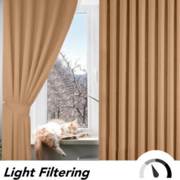Oxford Homeware Plain Beige 230Gsm Blackout Curtain Thermal Insulated Eyelet For Living Room Curtain Pair (W)168Cm X (L)228Cm - thumbnail 7