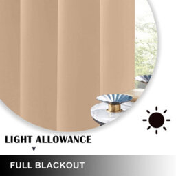 Oxford Homeware Plain Beige 230Gsm Blackout Curtain Thermal Insulated Eyelet For Living Room Curtain Pair (W)168Cm X (L)228Cm - thumbnail 4