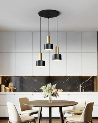 Modern Nordic Lamp Round 3 Heads Minimalist Dining Room Chandelier Black And Gold - image 1