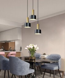 Modern Nordic Lamp Round 3 Heads Minimalist Dining Room Chandelier Black And Gold - thumbnail 6