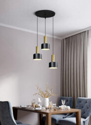 Modern Nordic Lamp Round 3 Heads Minimalist Dining Room Chandelier Black And Gold - thumbnail 2