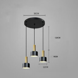 Modern Nordic Lamp Round 3 Heads Minimalist Dining Room Chandelier Black And Gold - thumbnail 3