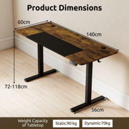 Brown Large Electric Standing Desk With 3 Memory Heights Led Control Panel - thumbnail 2