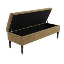 Safar 150Cm Ottoman Storage Bench - Naples Shoe Bench - Brown Lined Upholstery Storage Footstool - thumbnail 5