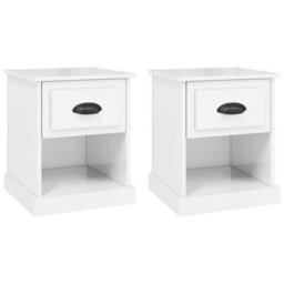 Berkfield Bedside Cabinets 2 Pcs High Gloss White 39X39X47.5 Cm Engineered Wood - thumbnail 2