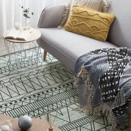 Beliani Geometric Black Grey Polyester Rug 160 X 230 Cm Low Pile - thumbnail 2