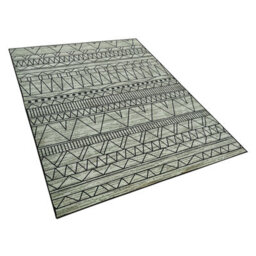 Beliani Geometric Black Grey Polyester Rug 160 X 230 Cm Low Pile - thumbnail 3