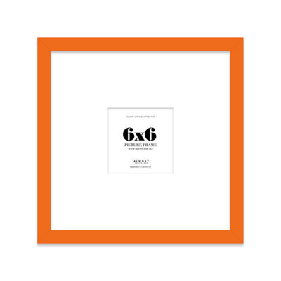 "6X6"" Orange Picture Frame - 6X6"" Square Frame With 3X3"" Mount For 6X6""/3X3"" Pictures Moderrn Style Thin Edge, 1 Pack" - image 1