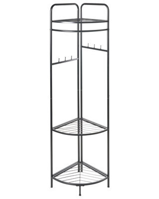 Wyld And Coco Industrial Black Clothes Rack 160Cm Freestanding Steel Shelves And Hooks, Matte Powder-Coated Finish - image 1