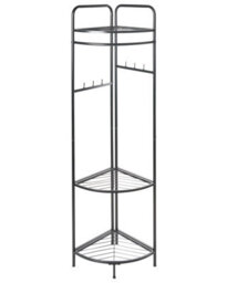 Wyld And Coco Industrial Black Clothes Rack 160Cm Freestanding Steel Shelves And Hooks, Matte Powder-Coated Finish - thumbnail 1