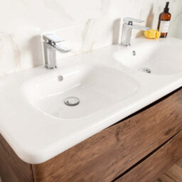 Plum&clay Eden Redwood Floorstanding Vanity Unit With Round Resin Basin (W)1240mm - thumbnail 4