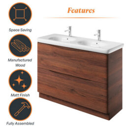 Plum&clay Eden Redwood Floorstanding Vanity Unit With Round Resin Basin (W)1240mm - thumbnail 8