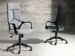 Angel Cerda Modern Office Swivel Chair In Light Grey Fabric And Black Pvc - thumbnail 2
