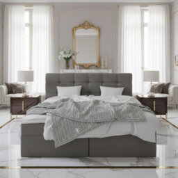 Luanda 160 And 200 Functional Bedroom Bed With Bonell Springs And Integrated Storage Grey - thumbnail 2