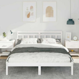 Berkfield Modern With Headboard White Solid Pine Wood - thumbnail 4