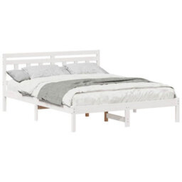 Berkfield Modern With Headboard White Solid Pine Wood - thumbnail 3