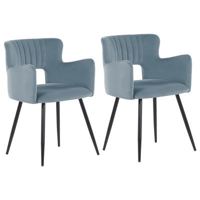 Beliani Set Of 2 Dining Chairs Sanilac Velvet Light Blue - image 1