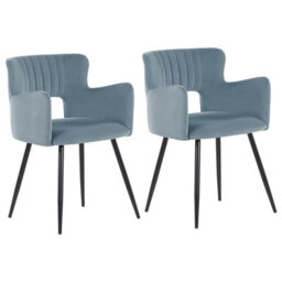 Beliani Set Of 2 Dining Chairs Sanilac Velvet Light Blue - thumbnail 1