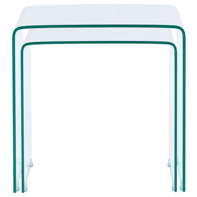 Beliani Nest Set Of 2 Transparent Tempered Glass Side Tables Rectangular 42 X 42 X 42 Cm For Modern Living Rooms - image 1