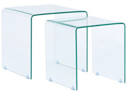 Beliani Nest Set Of 2 Transparent Tempered Glass Side Tables Rectangular 42 X 42 X 42 Cm For Modern Living Rooms - thumbnail 3