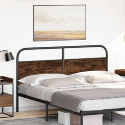 Berkfield Headboard Smoked Oak 160 Cm Steel And Engineered Wood - thumbnail 2