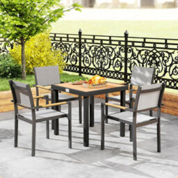 Outsunny 78 Cm Garden Dining Table For 4, Square Outdoor Side Table, Natural - thumbnail 9