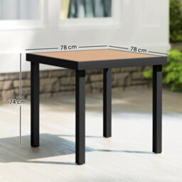 Outsunny 78 Cm Garden Dining Table For 4, Square Outdoor Side Table, Natural - thumbnail 3