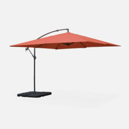 Sweeek - Offset Square Parasol 3X3M - Hardelot 3X3M - Terracotta - Anti-Return Crank Handle   Water-Repellent Fabric   Easy To Use - thumbnail 5