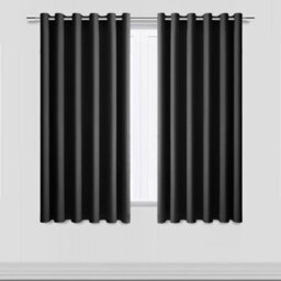 Aspire Homeware Dark Grey Plain Blackout Curtain Room Darkening Pencil Pleat Curtain Pair (W)117Cm X (D)137Cm With Tie Back Pair - thumbnail 1