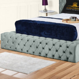 UKBEDFURNITURE Ambassador Grey Plush Valvet Upholstered Bed Frame Only- Blackboard - 54 Inch Headboard - thumbnail 3