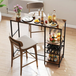 Gainoom 121Cm Rustic Brown Long Bar Table Bar Height Dining Table Industrial Breakfast Table - thumbnail 5